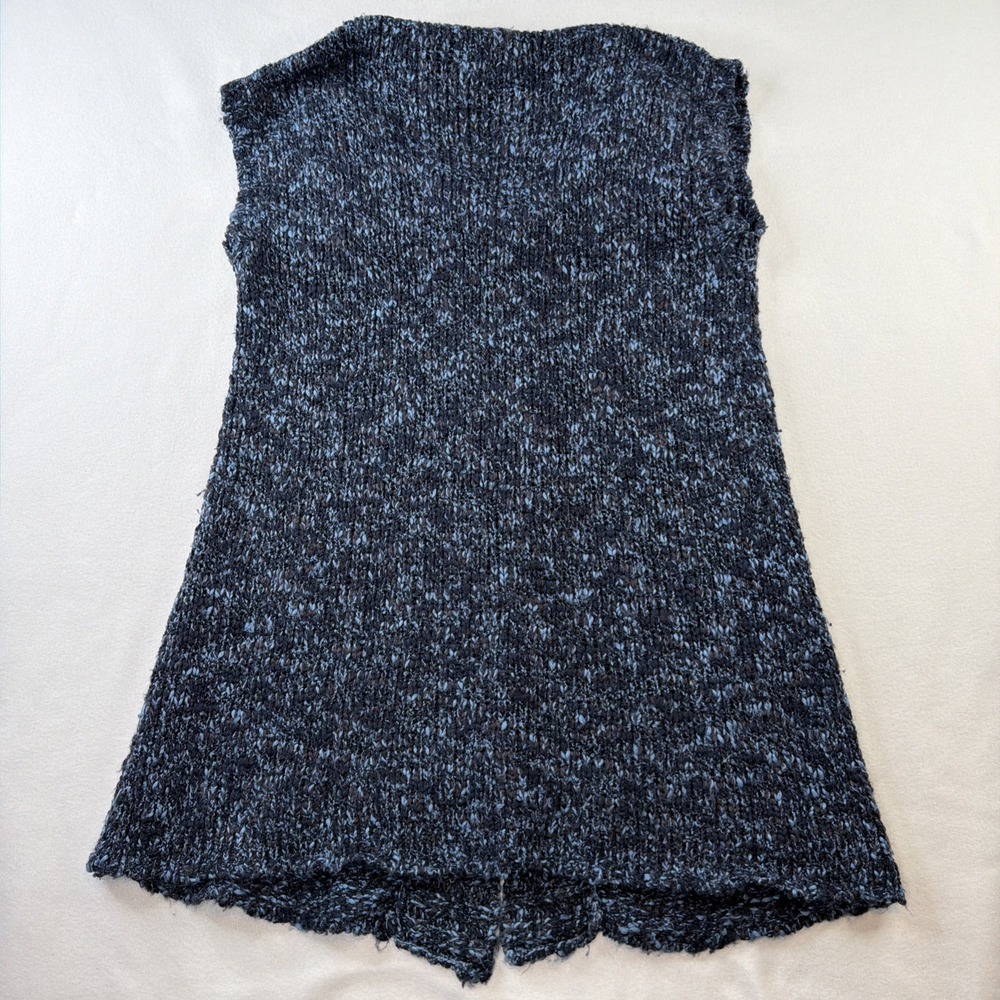 Chico's Womens Size 1 Knit Sweater Vest Blue Mohair Acrylic Long Button Front - Picture 2 of 7